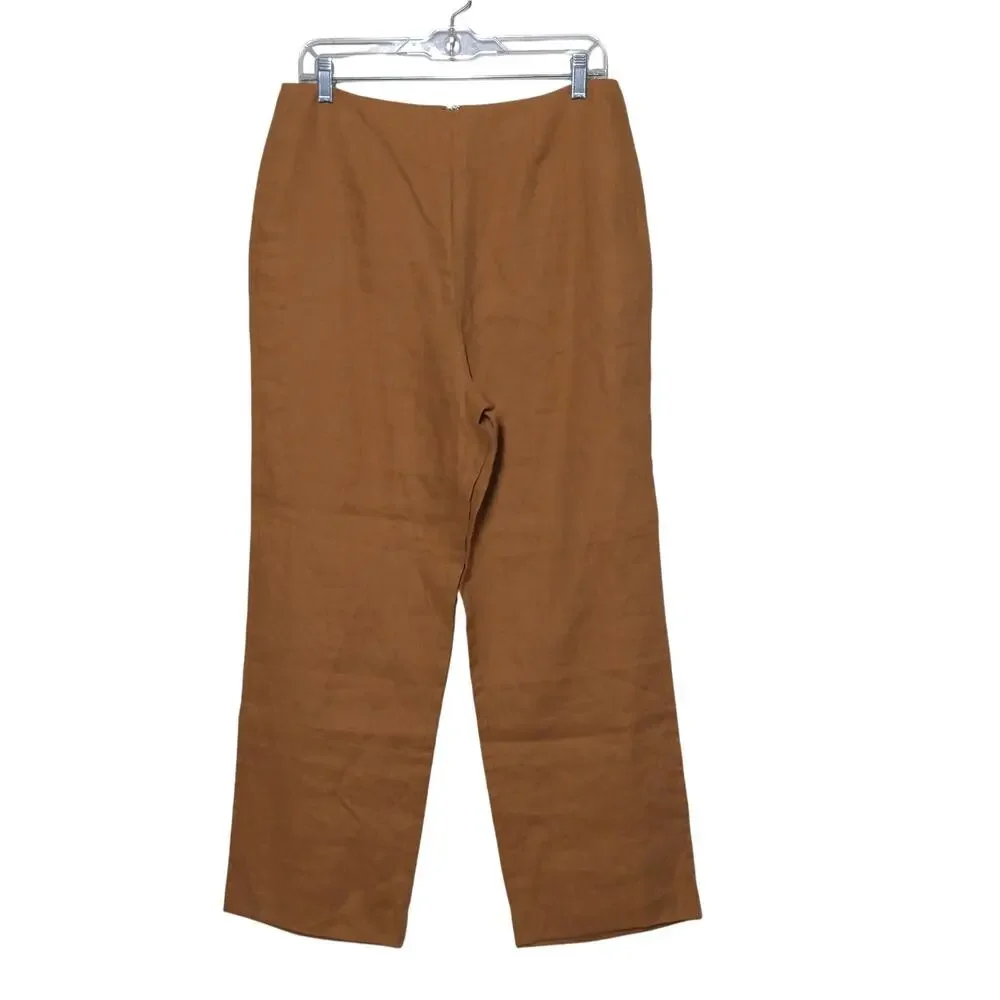Reformation Justin Linen Pant in Barley Cropped High Rise Slim 10 New